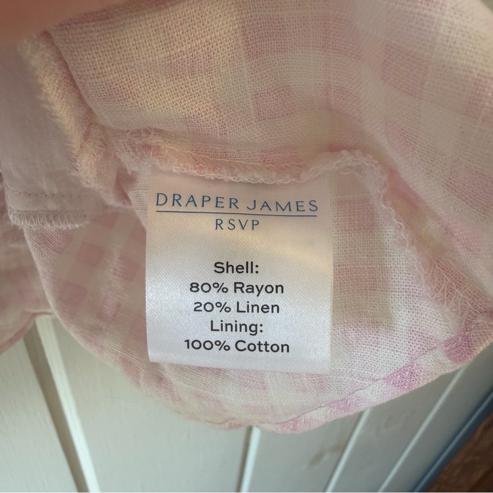 Draper James Pink Gingham Square-Neck Peplum Blouse, Size XL, Like New - Picture 5 of 7